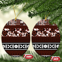 Bula Fiji Ceramic Ornament Fijian Tapa Masi With Hibiscus Flowers - Wonder Print Shop