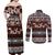 Bula Fiji Couples Matching Off Shoulder Maxi Dress and Long Sleeve Button Shirt Fijian Tapa Masi With Hibiscus Flowers - Wonder Print Shop