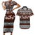 Bula Fiji Couples Matching Short Sleeve Bodycon Dress and Hawaiian Shirt Fijian Tapa Masi With Hibiscus Flowers - Wonder Print Shop