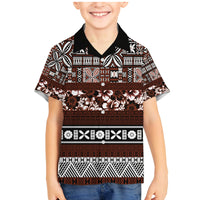 Bula Fiji Family Matching Mermaid Dress and Hawaiian Shirt Fijian Tapa Masi With Hibiscus Flowers - Wonder Print Shop