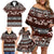 Bula Fiji Family Matching Off Shoulder Short Dress and Hawaiian Shirt Fijian Tapa Masi With Hibiscus Flowers - Wonder Print Shop