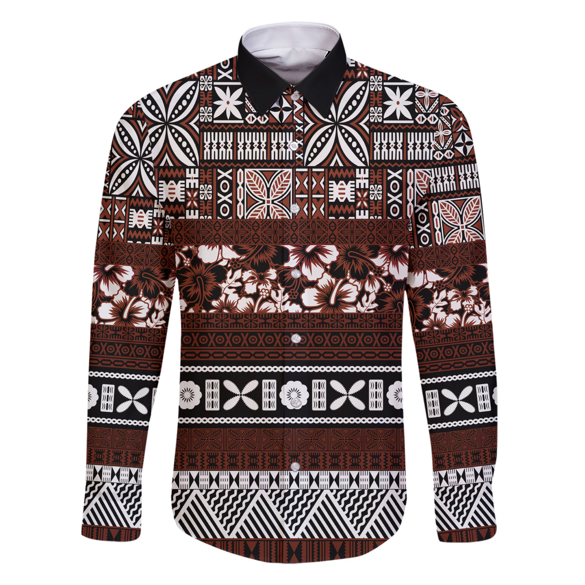 Bula Fiji Family Matching Short Sleeve Bodycon Dress and Hawaiian Shirt Fijian Tapa Masi With Hibiscus Flowers - Wonder Print Shop