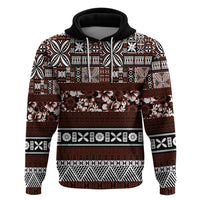 Bula Fiji Hoodie Fijian Tapa Masi With Hibiscus Flowers - Wonder Print Shop