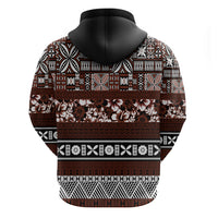 Bula Fiji Hoodie Fijian Tapa Masi With Hibiscus Flowers - Wonder Print Shop