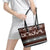 Bula Fiji Leather Tote Bag Fijian Tapa Masi With Hibiscus Flowers - Wonder Print Shop