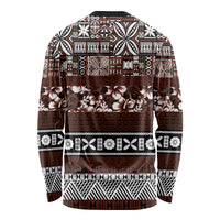 Bula Fiji Long Sleeve Shirt Fijian Tapa Masi With Hibiscus Flowers - Wonder Print Shop