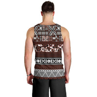 Bula Fiji Men Tank Top Fijian Tapa Masi With Hibiscus Flowers - Wonder Print Shop