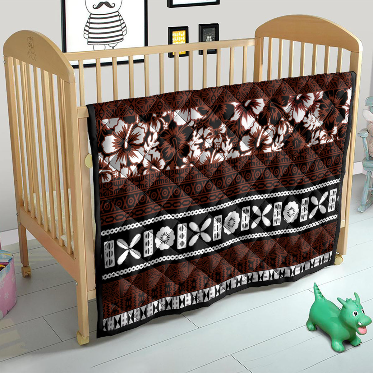 Bula Fiji Quilt Fijian Tapa Masi With Hibiscus Flowers - Wonder Print Shop