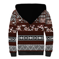 Bula Fiji Sherpa Hoodie Fijian Tapa Masi With Hibiscus Flowers - Wonder Print Shop