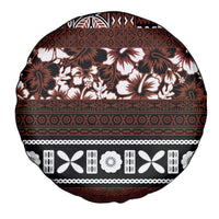Bula Fiji Spare Tire Cover Fijian Tapa Masi With Hibiscus Flowers - Wonder Print Shop