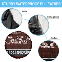 Bula Fiji Spare Tire Cover Fijian Tapa Masi With Hibiscus Flowers - Wonder Print Shop