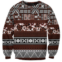 Bula Fiji Sweatshirt Fijian Tapa Masi With Hibiscus Flowers - Wonder Print Shop
