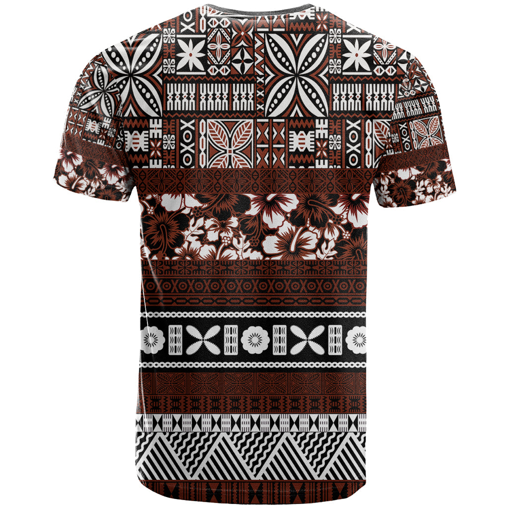 Bula Fiji T Shirt Fijian Tapa Masi With Hibiscus Flowers - Wonder Print Shop