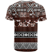 Bula Fiji T Shirt Fijian Tapa Masi With Hibiscus Flowers - Wonder Print Shop