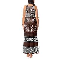 Bula Fiji Tank Maxi Dress Fijian Tapa Masi With Hibiscus Flowers - Wonder Print Shop