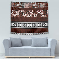 Bula Fiji Tapestry Fijian Tapa Masi With Hibiscus Flowers - Wonder Print Shop
