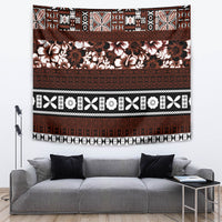 Bula Fiji Tapestry Fijian Tapa Masi With Hibiscus Flowers - Wonder Print Shop