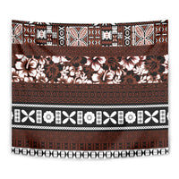 Bula Fiji Tapestry Fijian Tapa Masi With Hibiscus Flowers - Wonder Print Shop
