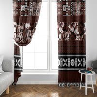 Bula Fiji Window Curtain Fijian Tapa Masi With Hibiscus Flowers - Wonder Print Shop