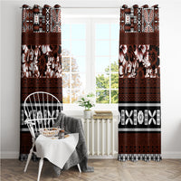 Bula Fiji Window Curtain Fijian Tapa Masi With Hibiscus Flowers - Wonder Print Shop