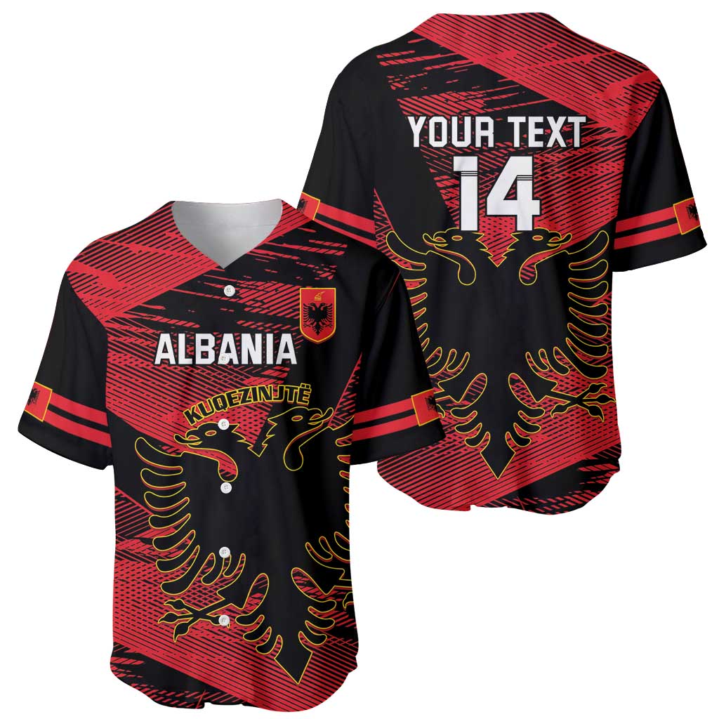 Custom Albania Football Baseball Jersey Go Kuqezinjte - Grunge Style - Wonder Print Shop