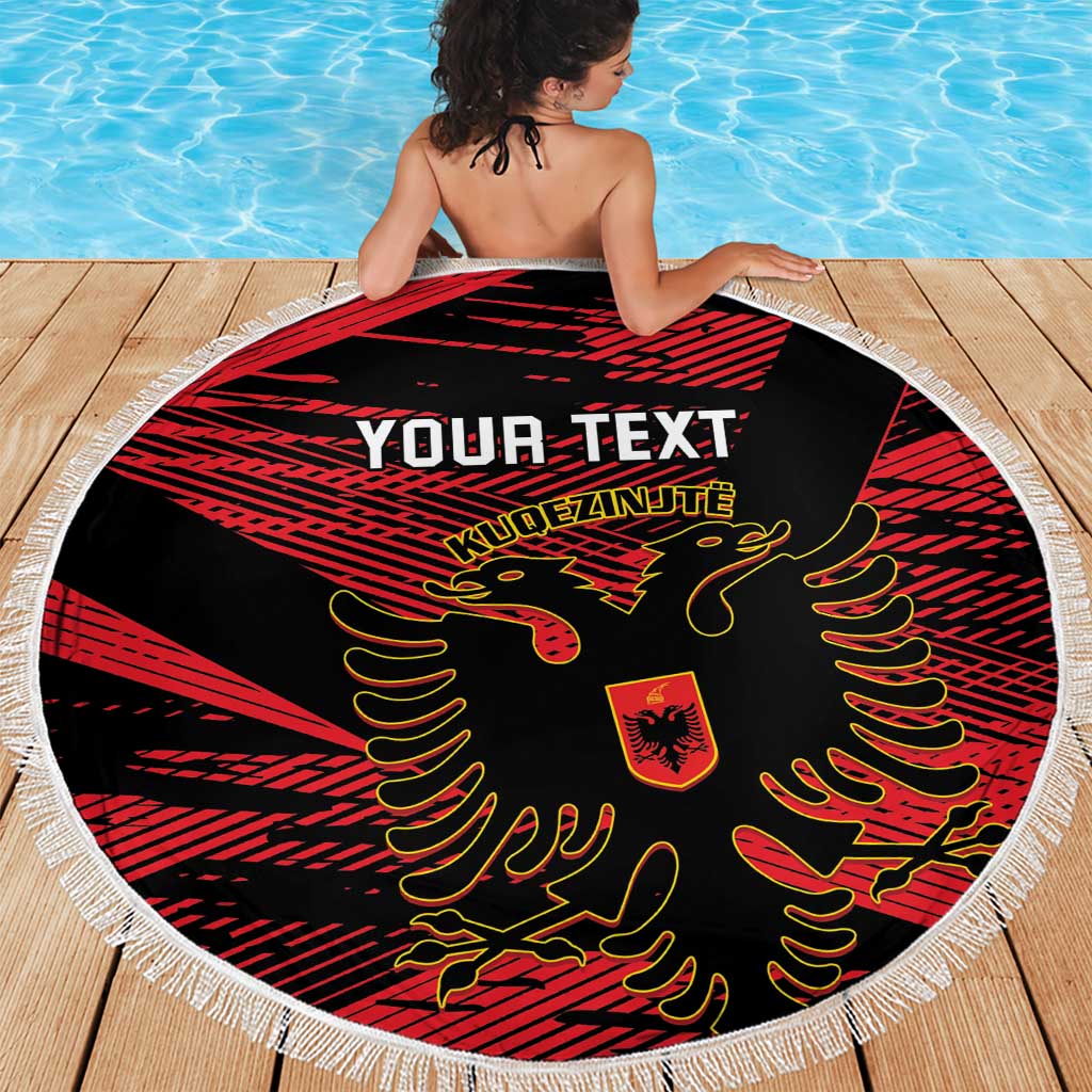 Custom Albania Football Beach Blanket Go Kuqezinjte - Grunge Style - Wonder Print Shop