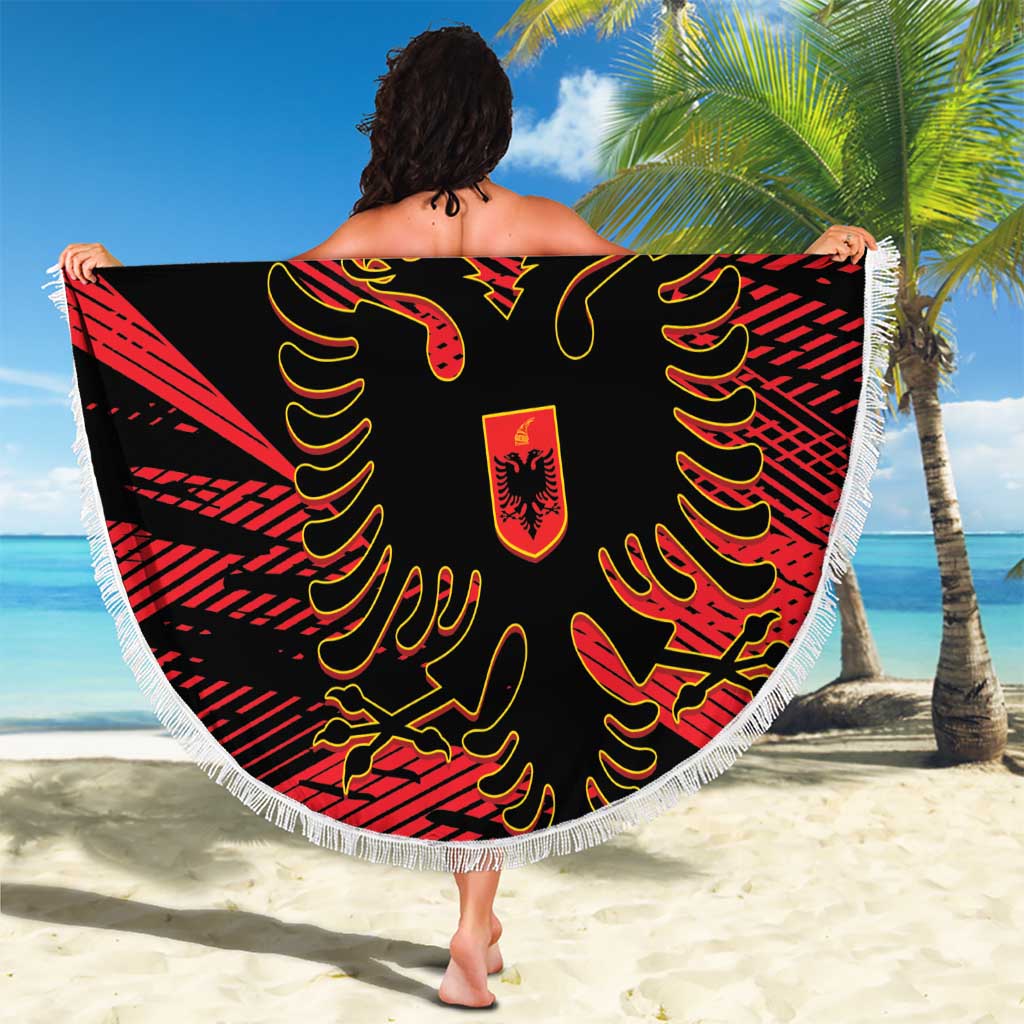 Custom Albania Football Beach Blanket Go Kuqezinjte - Grunge Style - Wonder Print Shop