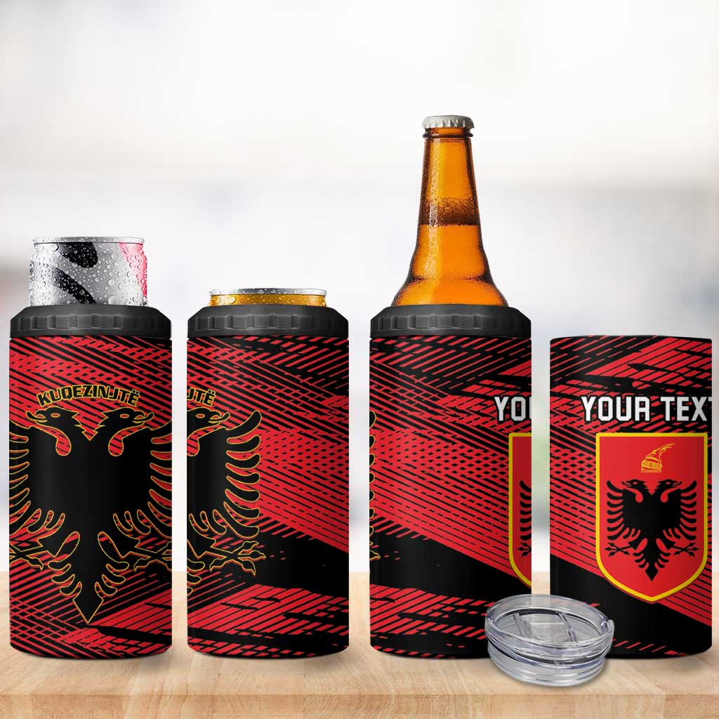 Personalised Albania Football 4 in 1 Can Cooler Tumbler Go Kuqezinjte - Grunge Style - Wonder Print Shop