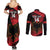 Custom Albania Football Couples Matching Summer Maxi Dress and Long Sleeve Button Shirt Go Kuqezinjte - Grunge Style - Wonder Print Shop