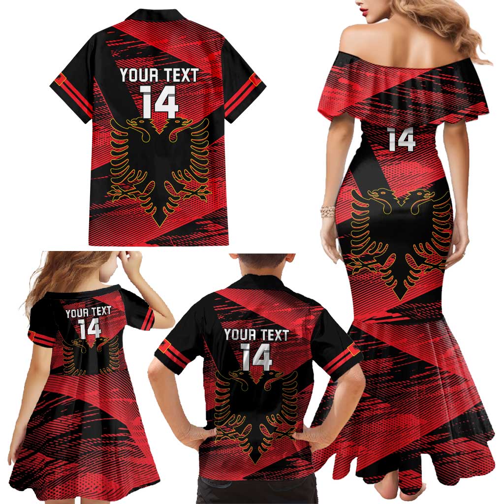 Custom Albania Football Family Matching Mermaid Dress and Hawaiian Shirt Go Kuqezinjte - Grunge Style - Wonder Print Shop