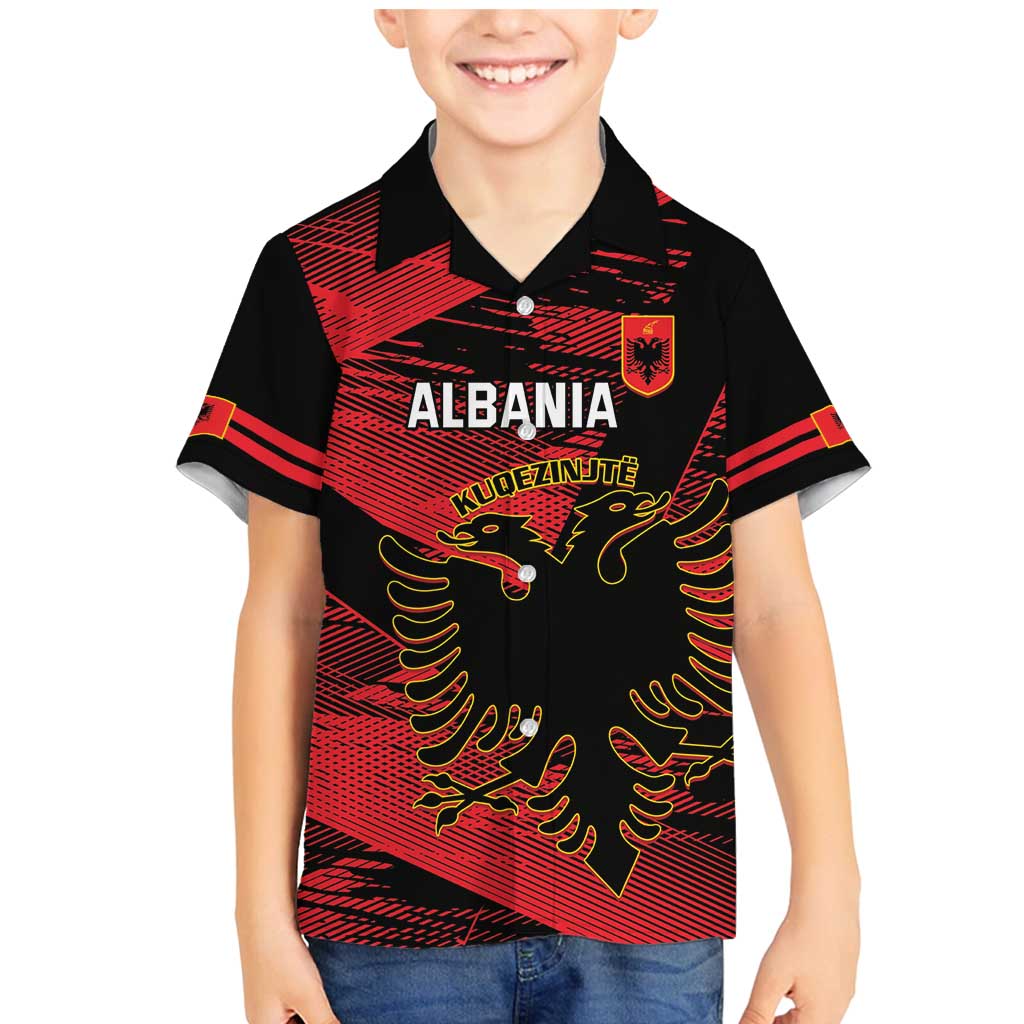 Custom Albania Football Family Matching Mermaid Dress and Hawaiian Shirt Go Kuqezinjte - Grunge Style - Wonder Print Shop