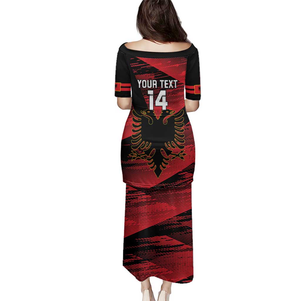 Custom Albania Football Family Matching Puletasi and Hawaiian Shirt Go Kuqezinjte - Grunge Style - Wonder Print Shop