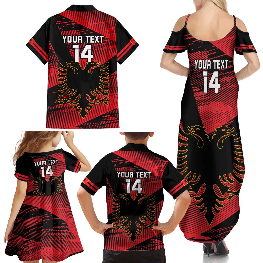 Custom Albania Football Family Matching Summer Maxi Dress and Hawaiian Shirt Go Kuqezinjte - Grunge Style - Wonder Print Shop