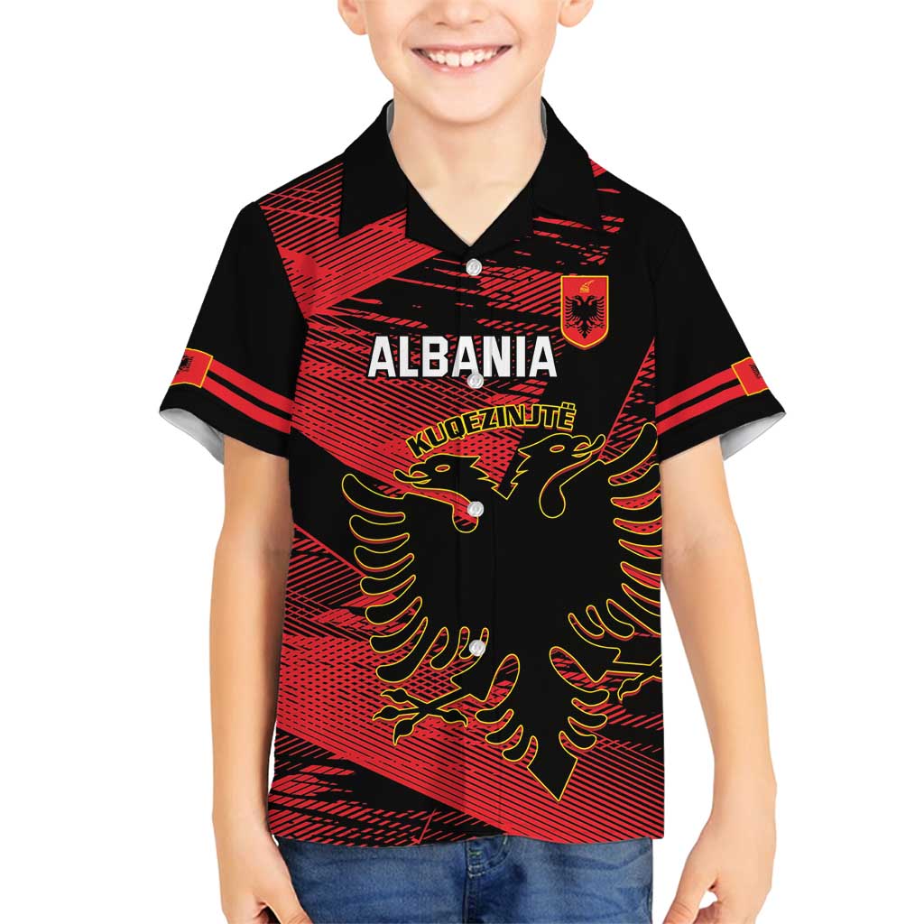 Custom Albania Football Family Matching Tank Maxi Dress and Hawaiian Shirt Go Kuqezinjte - Grunge Style - Wonder Print Shop