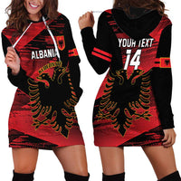 Custom Albania Football Hoodie Dress Go Kuqezinjte - Grunge Style - Wonder Print Shop