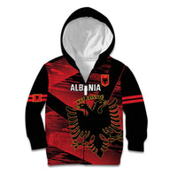Custom Albania Football Kid Hoodie Go Kuqezinjte - Grunge Style - Wonder Print Shop
