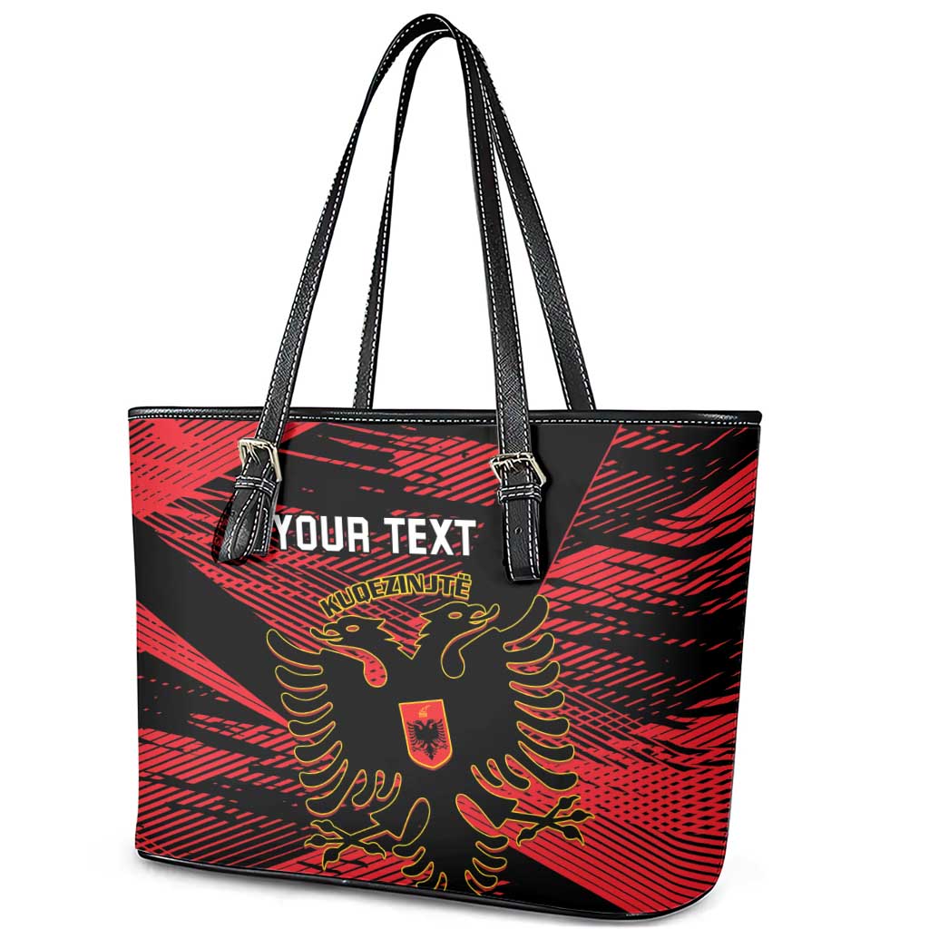Custom Albania Football Leather Tote Bag Go Kuqezinjte - Grunge Style - Wonder Print Shop