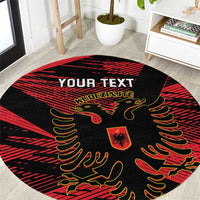 Custom Albania Football Round Carpet Go Kuqezinjte - Grunge Style