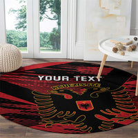 Custom Albania Football Round Carpet Go Kuqezinjte - Grunge Style