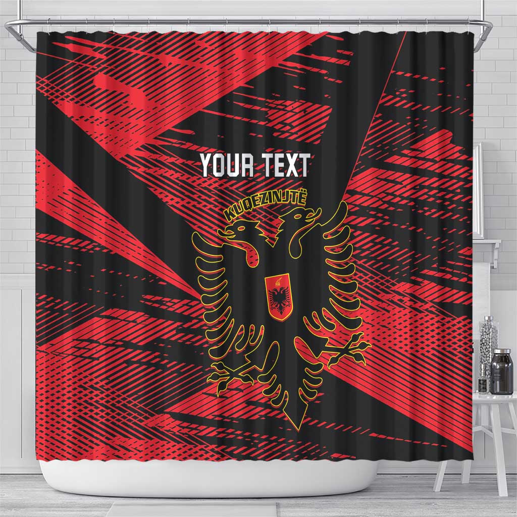 Custom Albania Football Shower Curtain Go Kuqezinjte - Grunge Style