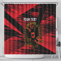 Custom Albania Football Shower Curtain Go Kuqezinjte - Grunge Style