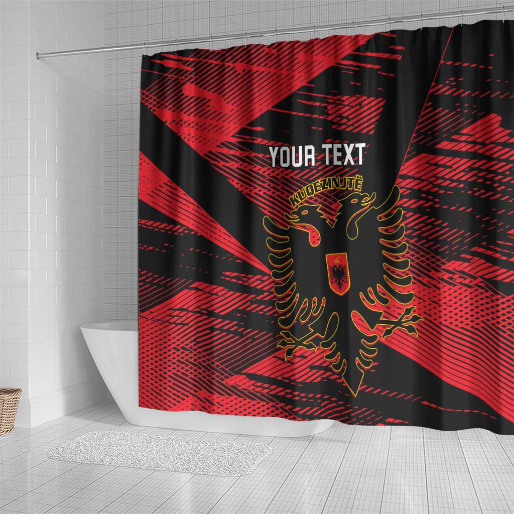 Custom Albania Football Shower Curtain Go Kuqezinjte - Grunge Style