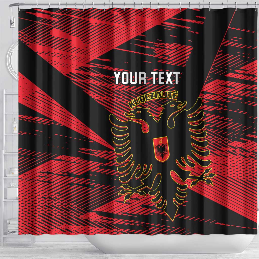 Custom Albania Football Shower Curtain Go Kuqezinjte - Grunge Style