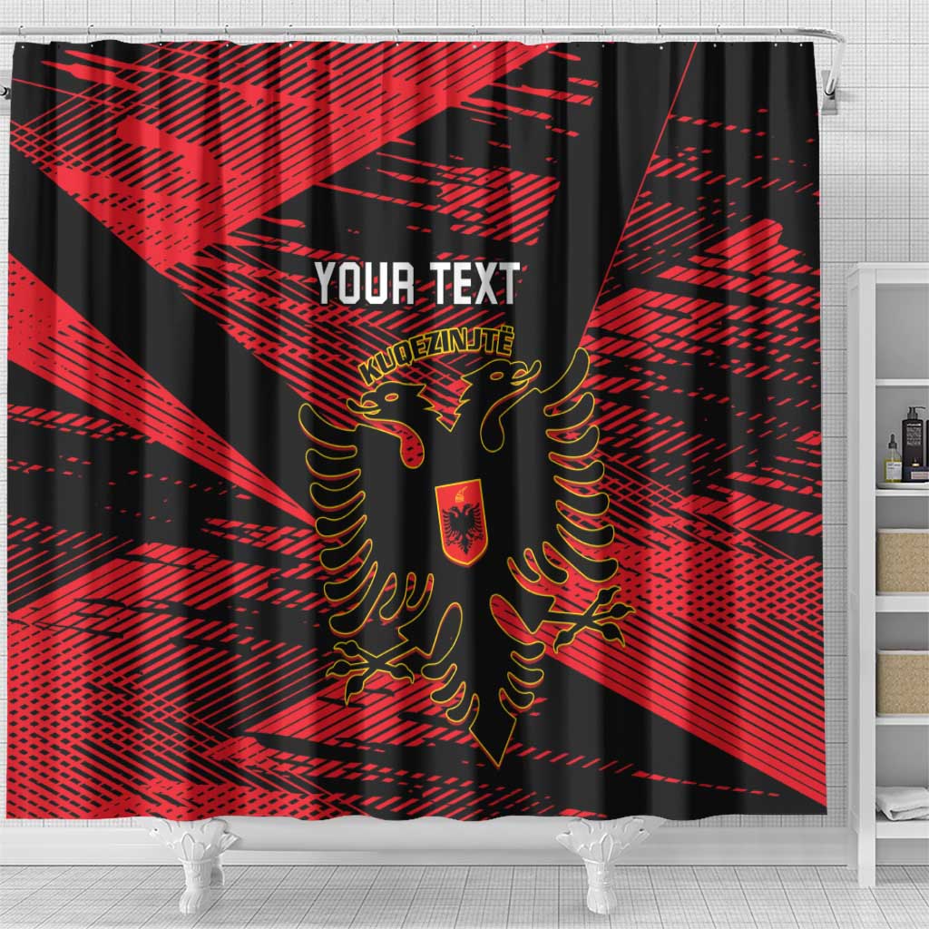 Custom Albania Football Shower Curtain Go Kuqezinjte - Grunge Style