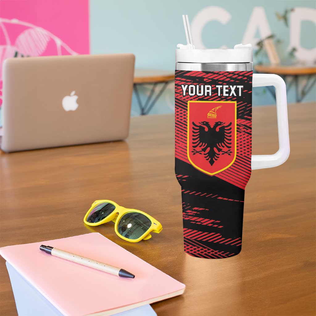Personalised Albania Football Tumbler With Handle Go Kuqezinjte - Grunge Style - Wonder Print Shop