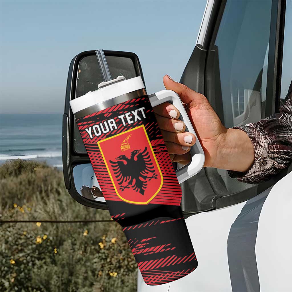 Personalised Albania Football Tumbler With Handle Go Kuqezinjte - Grunge Style - Wonder Print Shop