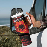 Personalised Albania Football Tumbler With Handle Go Kuqezinjte - Grunge Style - Wonder Print Shop