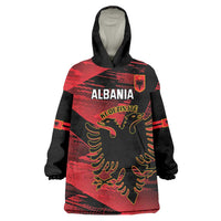 Custom Albania Football Wearable Blanket Hoodie Go Kuqezinjte - Grunge Style - Wonder Print Shop