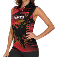 Custom Albania Football Women Sleeveless Polo Shirt Go Kuqezinjte - Grunge Style - Wonder Print Shop