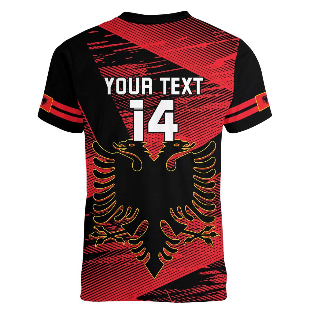 Custom Albania Football Women V-Neck T-Shirt Go Kuqezinjte - Grunge Style - Wonder Print Shop